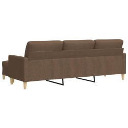 3-osobowa sofa z podnóżkiem, brązowa, 210 cm, tkanina