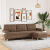 3-osobowa sofa z podnóżkiem, brązowa, 210 cm, tkanina