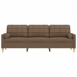 3-osobowa sofa z poduszkami, brązowa, 210 cm, obita tkaniną
