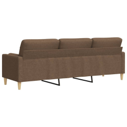 3-osobowa sofa z poduszkami, brązowa, 210 cm, obita tkaniną