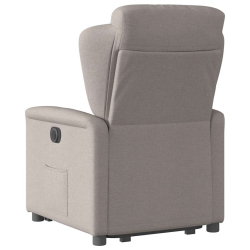 Podnoszony fotel rozkładany, elektryczny, kolor taupe, tkanina