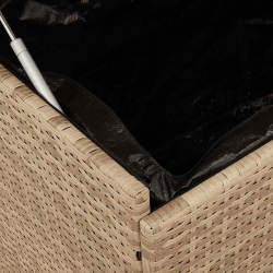 Skrzynia ogrodowa z kółkami, beż, 110x55x73 cm, polirattan
