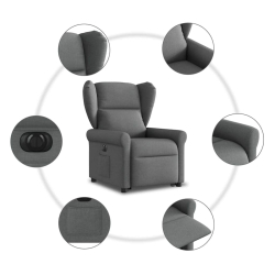 Podnoszony fotel masujący, elektryczny, rozkładany, ciemnoszary