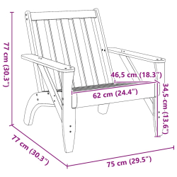 Krzesło ogrodowe Adirondack 75x77x77 cm lite drewno Douglas