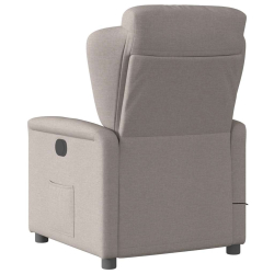 Rozkładany fotel masujący, elektryczny, kolor taupe, tkanina