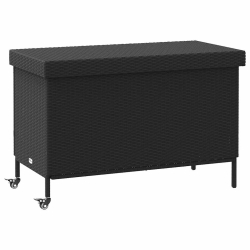 Skrzynia ogrodowa z kółkami, czarna, 110x55x73 cm, polirattan