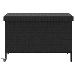 Skrzynia ogrodowa z kółkami, czarna, 110x55x73 cm, polirattan