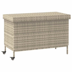 Skrzynia ogrodowa z kółkami, szara, 110x55x73 cm, polirattan