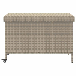 Skrzynia ogrodowa z kółkami, szara, 110x55x73 cm, polirattan