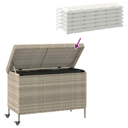 Skrzynia ogrodowa z kółkami, szara, 110x55x73 cm, polirattan