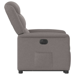 Podnoszony fotel rozkładany, elektryczny, kolor taupe, tkanina