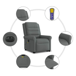 Podnoszony fotel masujący, elektryczny, rozkładany, ciemnoszary