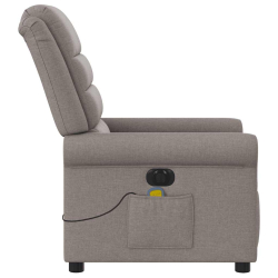 Rozkładany fotel masujący, elektryczny, kolor taupe, tkanina