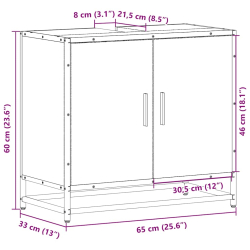 Szafka pod umywalkę, czarna, 65x33x60 cm