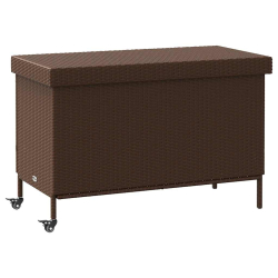 Skrzynia ogrodowa z kółkami, brązowa, 110x55x73 cm, polirattan