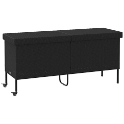 Skrzynia ogrodowa z kółkami, czarna, 160x55x75 cm, polirattan