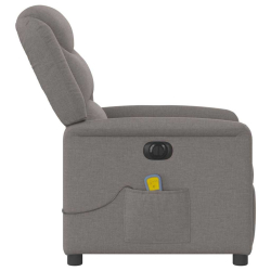 Rozkładany fotel masujący, elektryczny, kolor taupe, tkanina