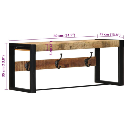 Wieszak na ubrania 80x35x35 cm lite drewno surowe mango