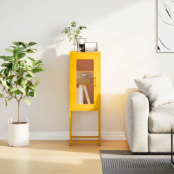 Komoda Musztardowo-żółta 36x39x107 cm Stal walcowana na zimno
