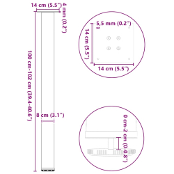 Nogi do stolika kawowego, 4 szt., naturalna stal, 100-102 cm