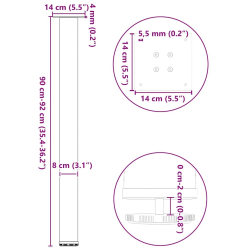 Nogi do stolika kawowego, 4 szt., naturalna stal, 90-92cm, stal