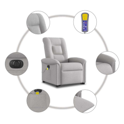 Podnoszony fotel masujący, elektryczny, rozkładany, szary
