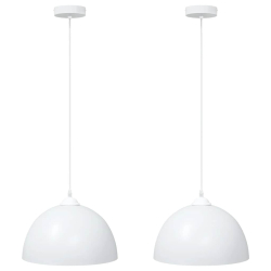 Lampy wiszące 2 szt. Regulowana wysokość E27 Biały Ø30 cm Metal