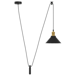 Lampa wisząca z regulacją wysokości E27 połysk czarny metal