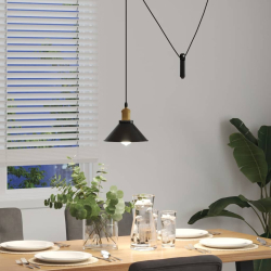 Lampa wisząca z regulacją wysokości E27 połysk czarny metal