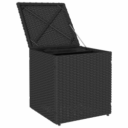 Taborety ogrodowe z poduszkami 2 szt. Czarny Polirattan