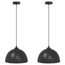 Lampy wiszące 2 szt. Regulowana wysokość E27 Czarny Metal