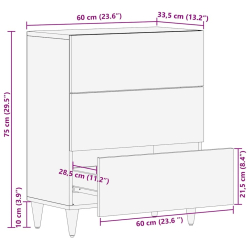 Komoda Jasnoszara 60x33,5x75 cm Drewno lite Mango