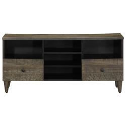 Szafka pod telewizor, czarna, 100x33x46 cm, lite drewno mango