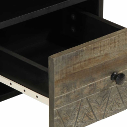 Szafka pod telewizor, czarna, 100x33x46 cm, lite drewno mango