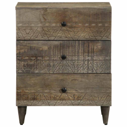 Szafka nocna Jasnoszara 50x33x60 cm Drewno lite Mango