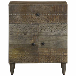 Szafka nocna Jasnoszara 50x33x60 cm Drewno lite Mango