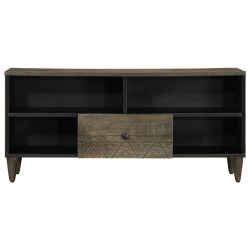 Szafka pod telewizor, czarna, 100x33x46 cm, lite drewno mango