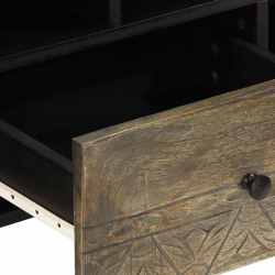 Szafka pod telewizor, czarna, 100x33x46 cm, lite drewno mango