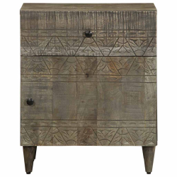 Szafka nocna Jasnoszara 50x33x60 cm Drewno lite Mango