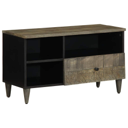 Szafka pod telewizor, czarna, 80x33x46 cm, lite drewno mango