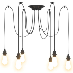 Lampa wisząca z 6 uchwytami na żarówki E27 Czarny metal
