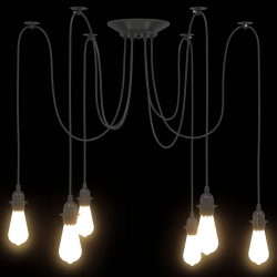 Lampa wisząca z 6 uchwytami na żarówki E27 Czarny metal