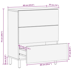 Komoda Brązowa 60x33x75 cm Drewno lite Mango