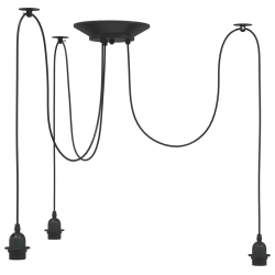 Lampa wisząca z 3 uchwytami na żarówki E27 Czarny metal