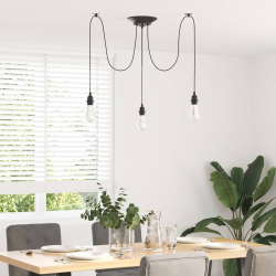 Lampa wisząca z 3 uchwytami na żarówki E27 Czarny metal