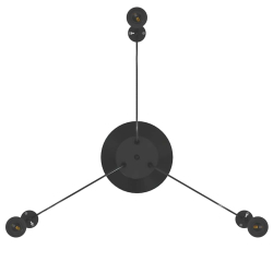 Lampa wisząca z 3 uchwytami na żarówki E27 Czarny metal