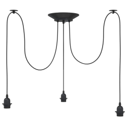 Lampa wisząca z 3 uchwytami na żarówki E27 Czarny metal