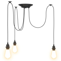 Lampa wisząca z 3 uchwytami na żarówki E27 Czarny metal