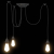 Lampa wisząca z 3 uchwytami na żarówki E27 Czarny metal