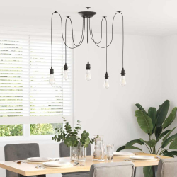 Lampa wisząca z 5 uchwytami na żarówki E27 Czarny metal